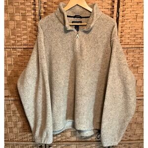 Vintage Lands End Men XL 1/4 Zip Fleece Pullover Sweater Beige Gorpcore USA Made